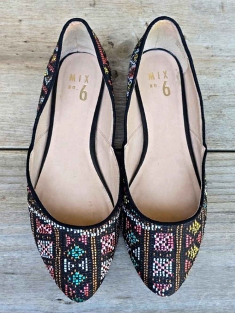 Mix No. 6 Addesso Global Boho Artisan Pointy Toe Comfort d'Orsay Flats 8.5M